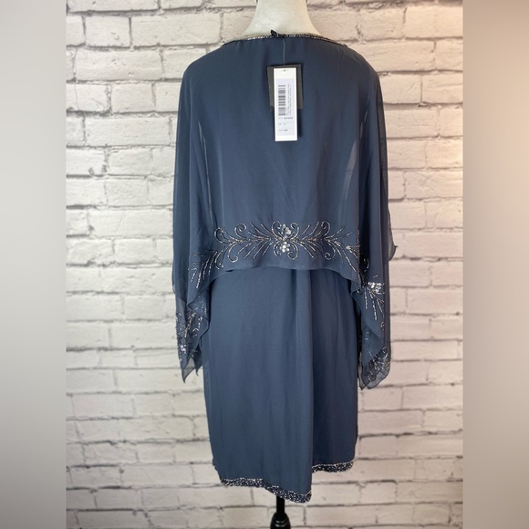 J Kara Gray Beaded Boat Neck Caplet Dress size 4 NWT Formal Mother of the Bride - Picture 9 of 14